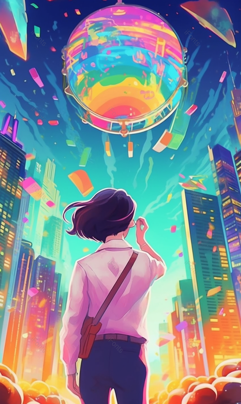 一个女子正在仰望宇宙星球,插画/手绘图,插画/手绘图库,插画/手绘图下载,插画/手绘